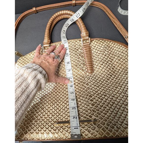 Beautiful Brahmin Duxbury Handbag Cream Gold Faux Snakeskin Satchel Crossbody - Picture 14 of 16